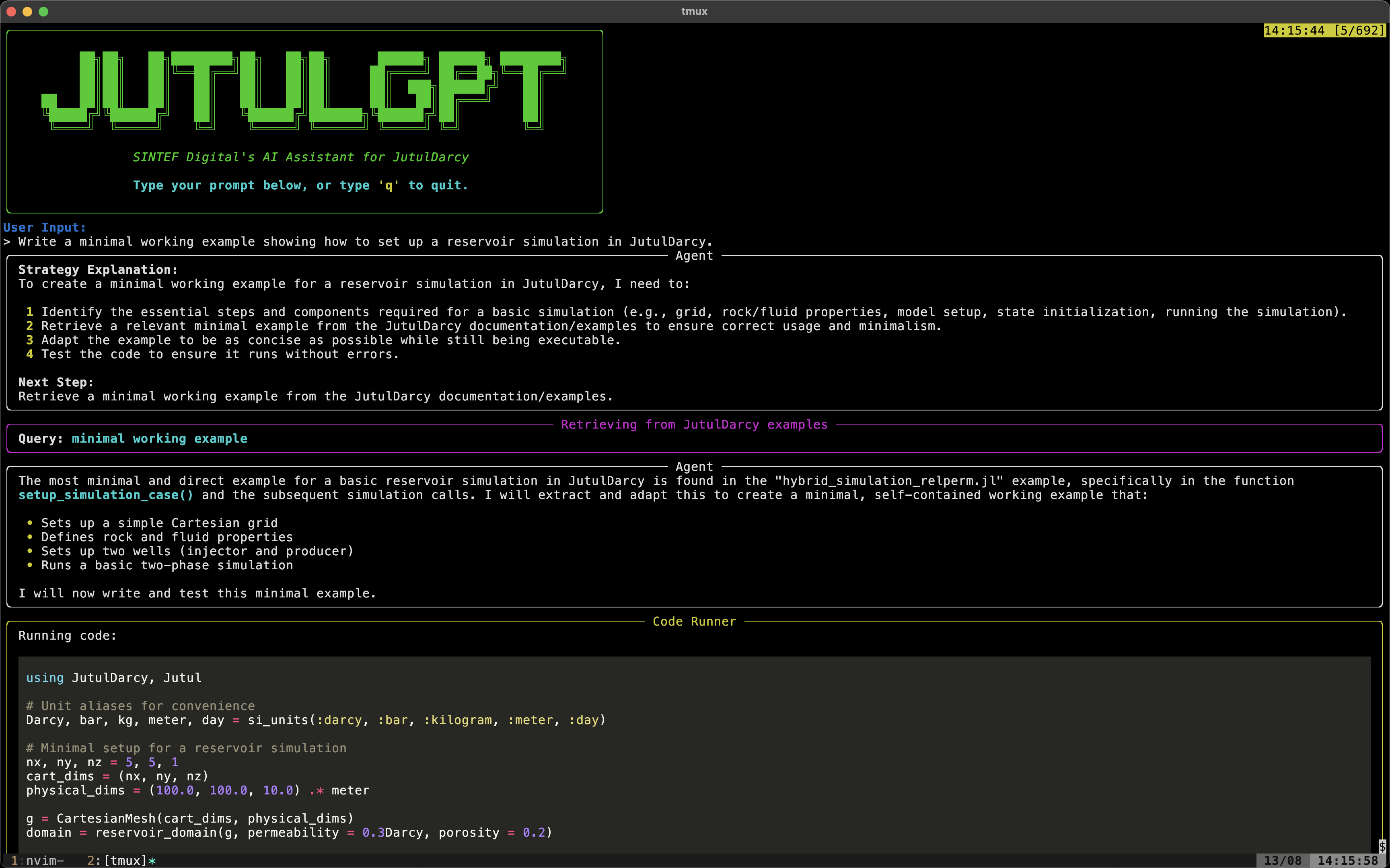 Example of the command line interface (CLI)